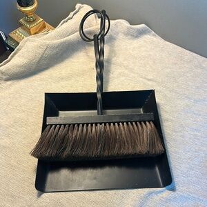 Black Metal Dustpan with Brush